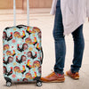 Rooster Blue Pattern Print Luggage Cover Protector-grizzshop