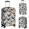 Rooster Blue Pattern Print Luggage Cover Protector-grizzshop