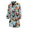 Rooster Blue Pattern Print Men Long Robe-grizzshop