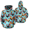 Rooster Blue Pattern Print Men Women Pullover Hoodie-grizzshop