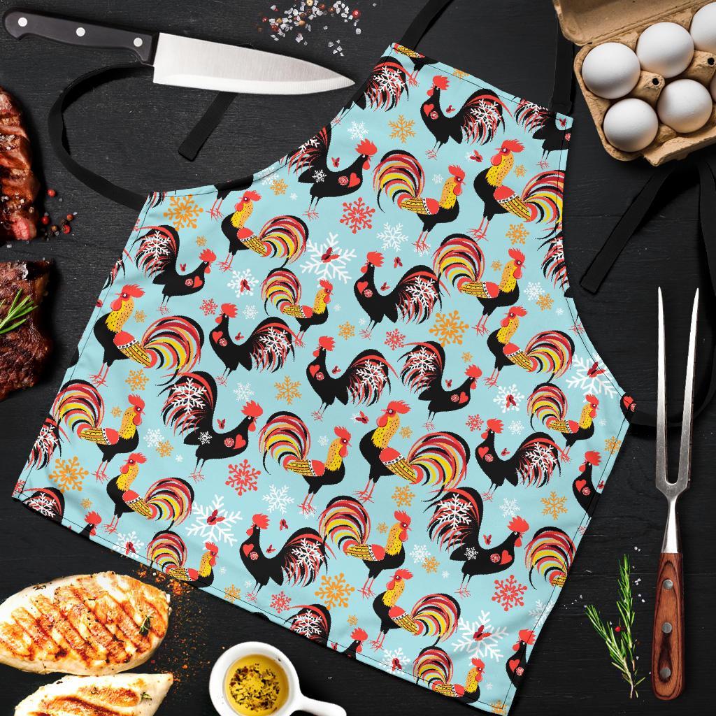 Rooster Blue Pattern Print Men's Apron-grizzshop