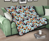 Rooster Blue Pattern Print Quilt-grizzshop