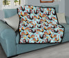 Rooster Blue Pattern Print Quilt-grizzshop