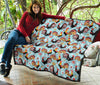 Rooster Blue Pattern Print Quilt-grizzshop