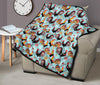 Rooster Blue Pattern Print Quilt-grizzshop