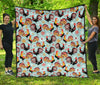 Rooster Blue Pattern Print Quilt-grizzshop