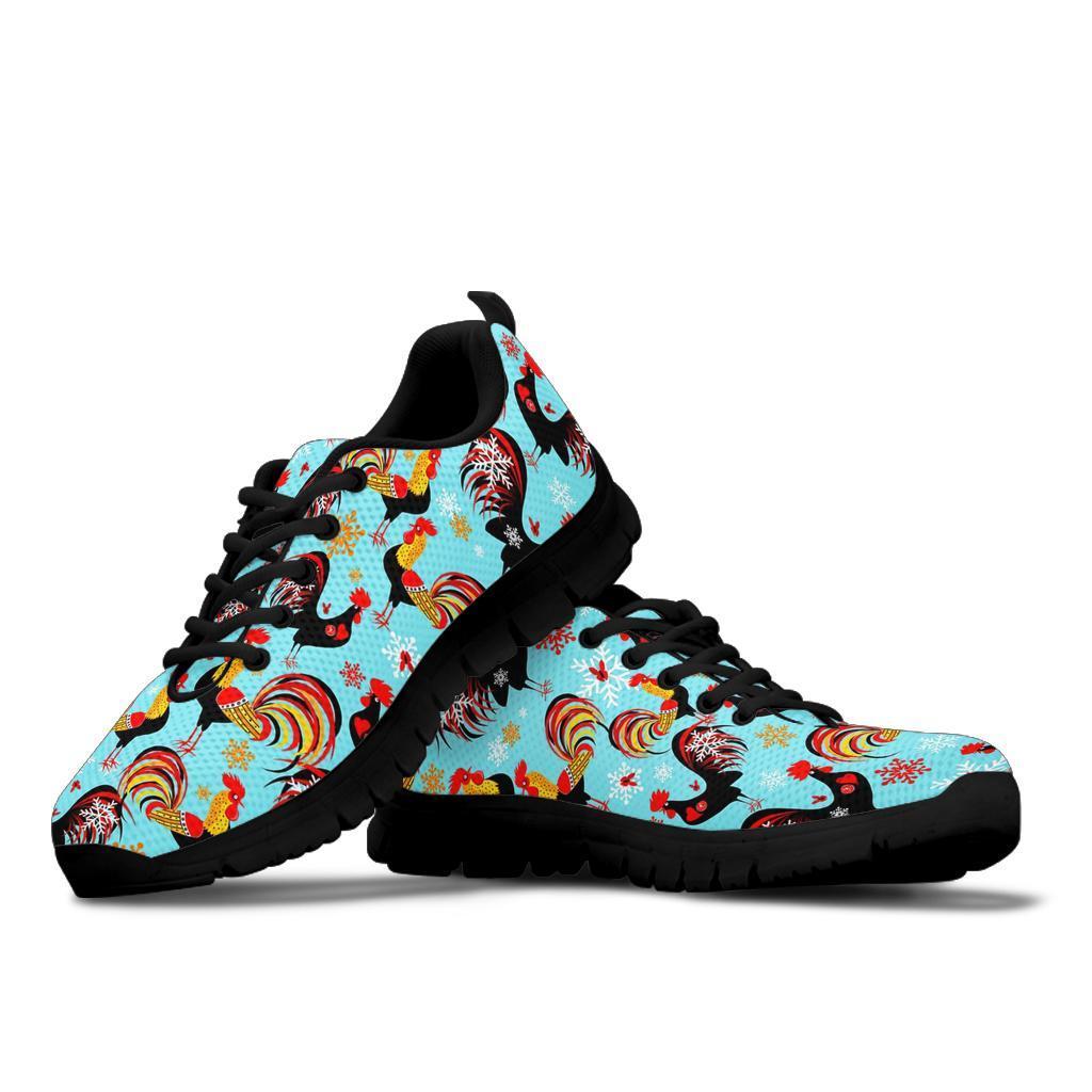 Rooster Blue Pattern Print Sneaker Shoes For Men Women-grizzshop