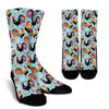 Rooster Blue Pattern Print Unisex Crew Socks-grizzshop