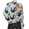 Rooster Blue Pattern Print Women's Sweatshirt-grizzshop