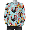 Rooster Blue Pattern Print Women's Sweatshirt-grizzshop