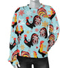 Rooster Blue Pattern Print Women's Sweatshirt-grizzshop