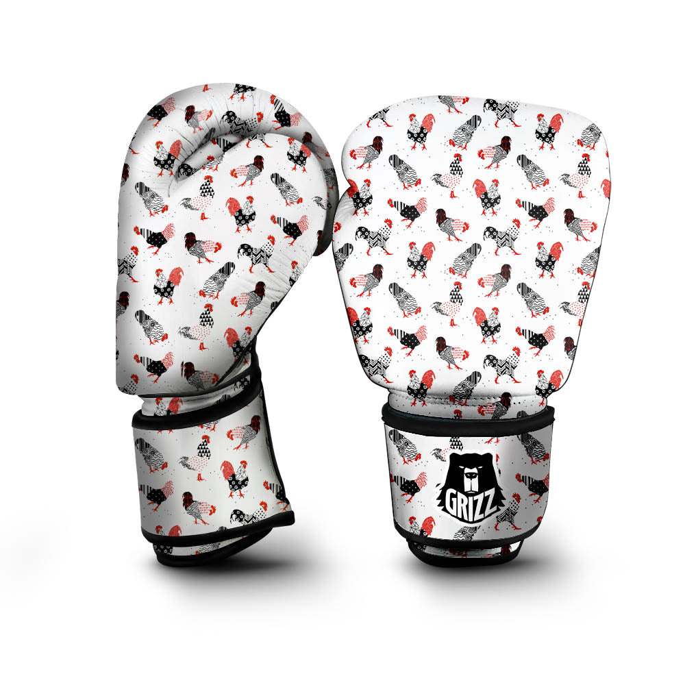 Rooster Chinese Print Pattern Boxing Gloves-grizzshop