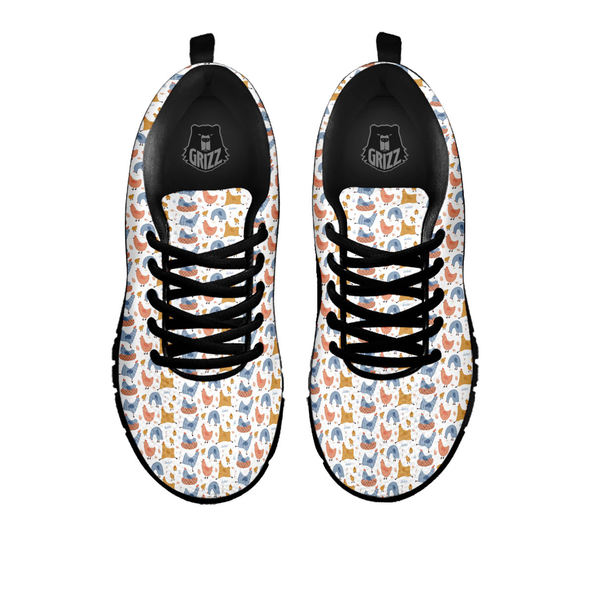 Rooster Colorful Print Pattern Black Sneaker-grizzshop