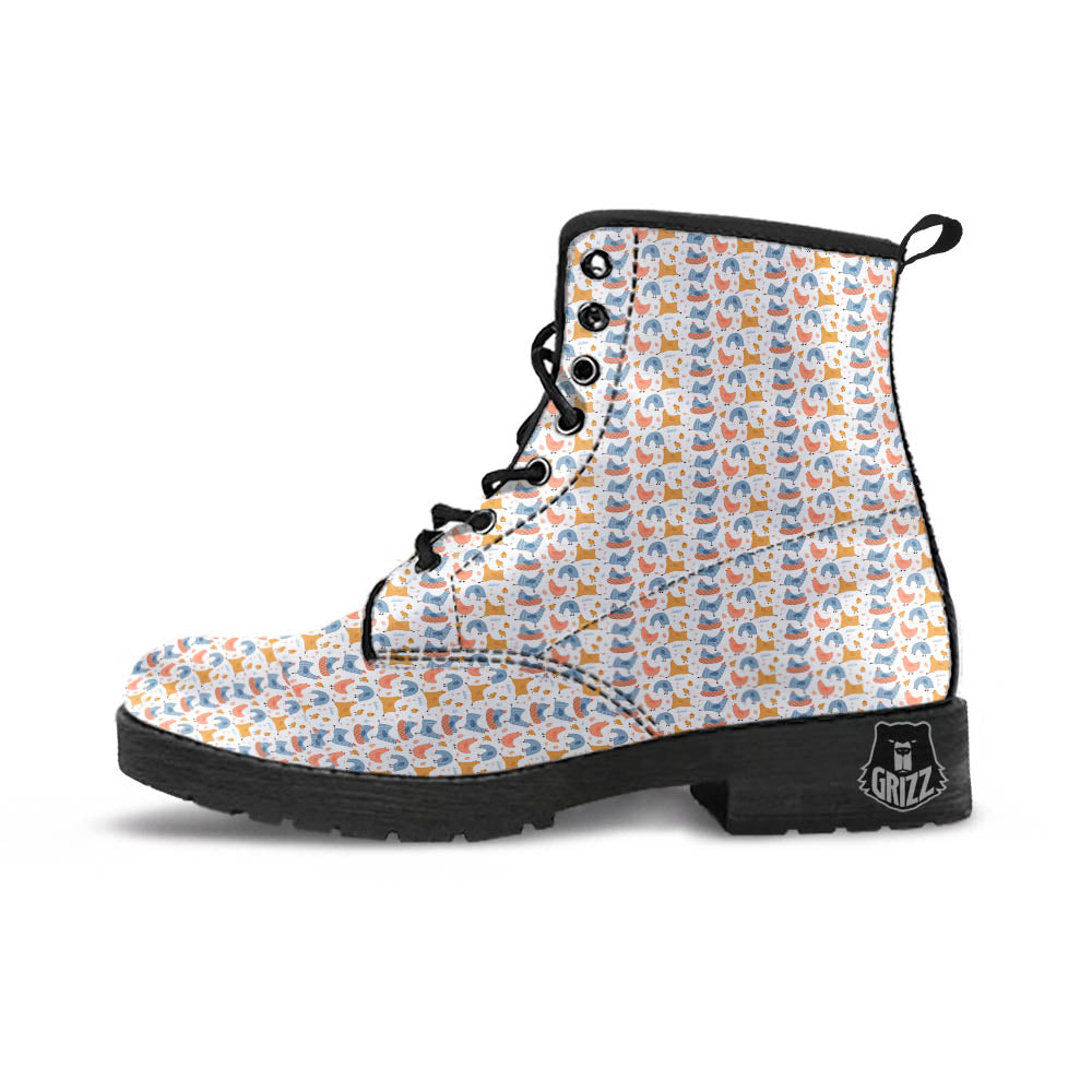 Rooster Colorful Print Pattern Leather Boots-grizzshop