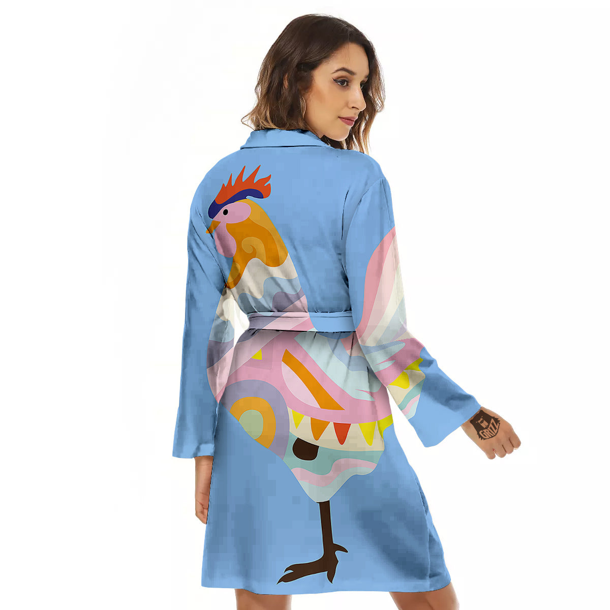 Rooster Colorful Print Women's Robe-grizzshop