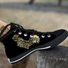 Rooster Golden Print Black High Top Shoes-grizzshop