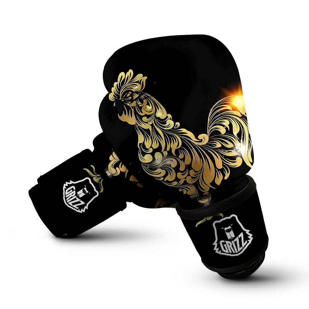 Rooster Golden Print Boxing Gloves-grizzshop