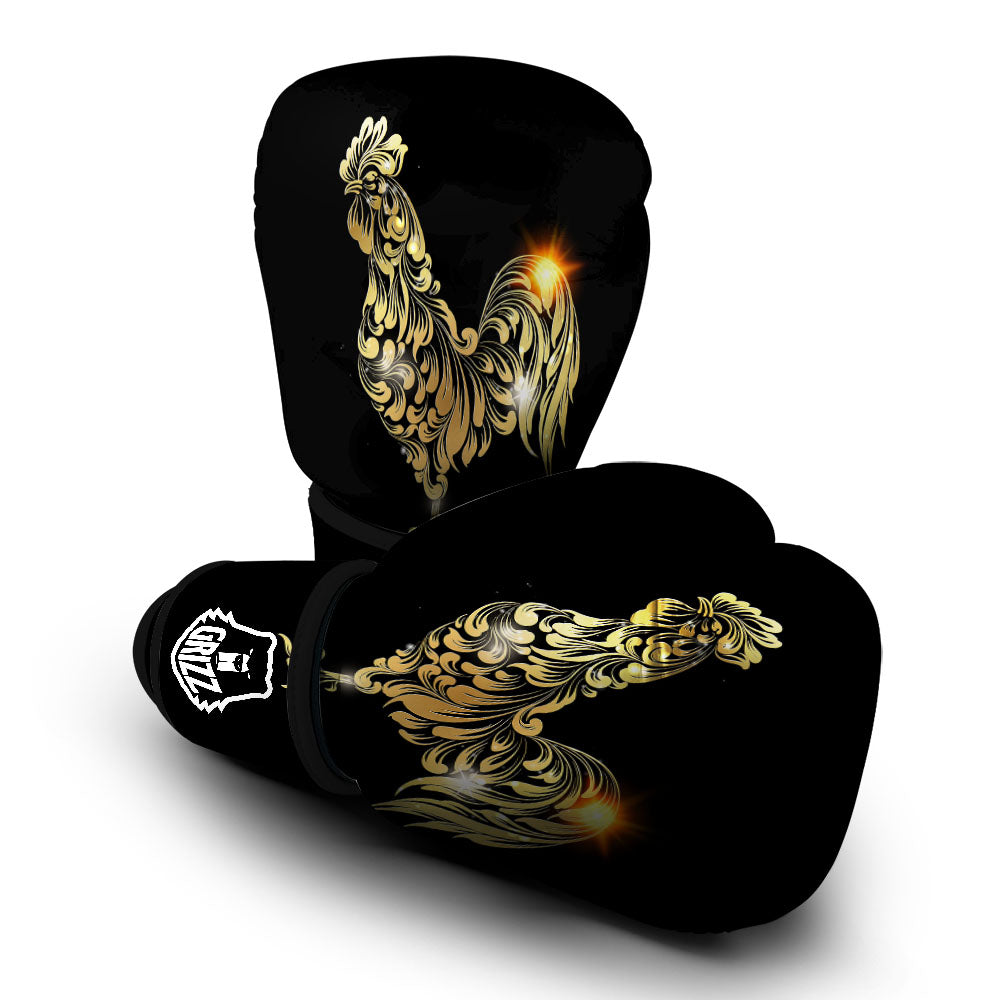 Rooster Golden Print Boxing Gloves-grizzshop