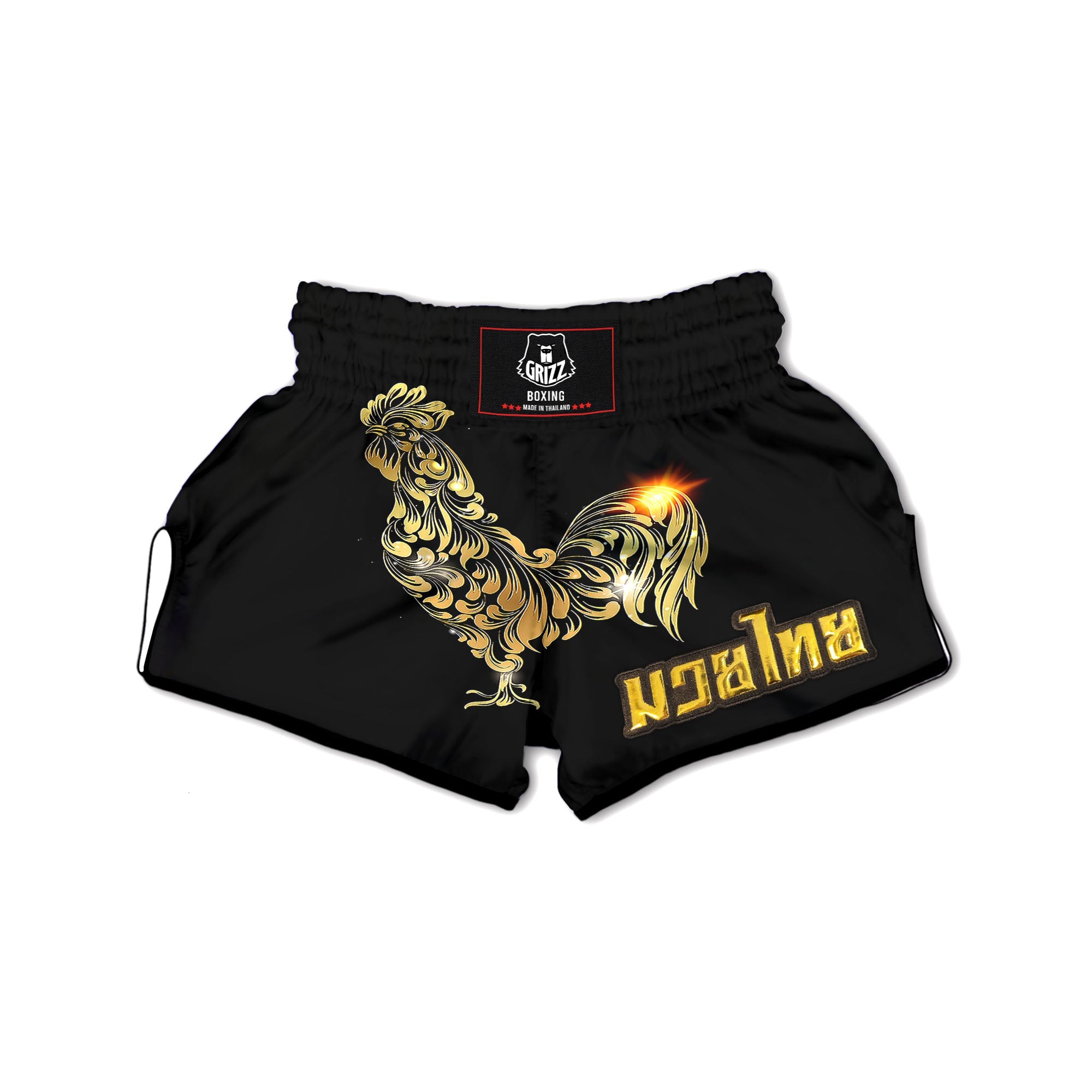 Rooster Golden Print Muay Thai Boxing Shorts-grizzshop