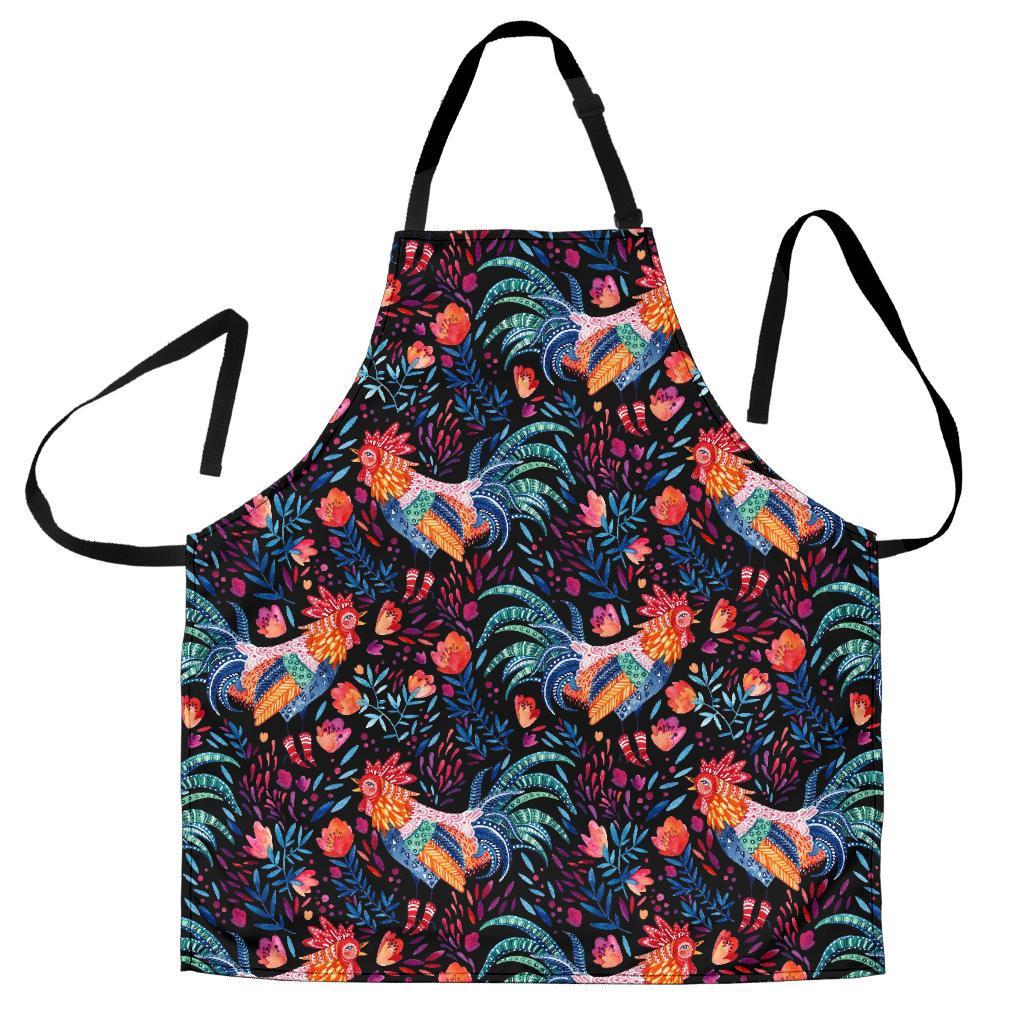 Rooster Hand Drawn Pattern Print Men's Apron-grizzshop