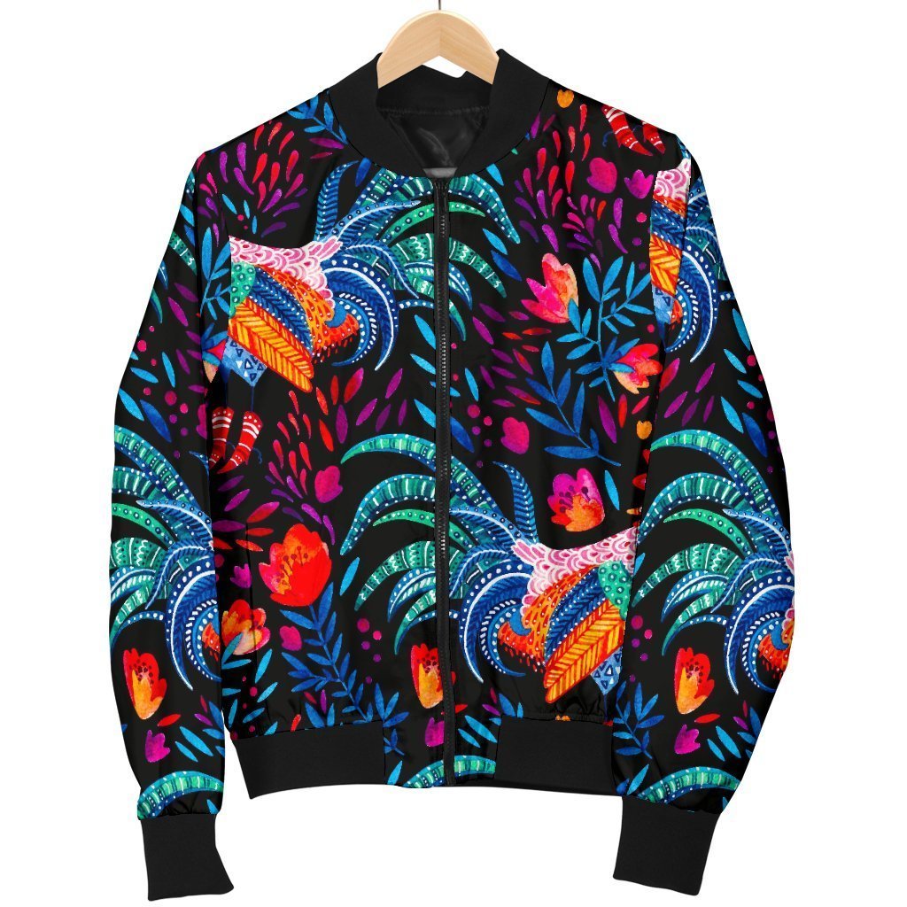 Rooster Hand Drawn Pattern Print Men's Bomber Jacket-grizzshop