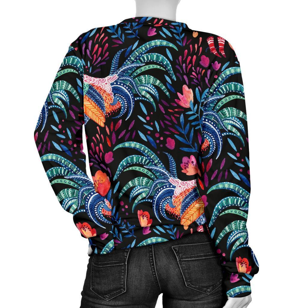 Rooster Hand Drawn Pattern Print Women's Sweatshirt-grizzshop