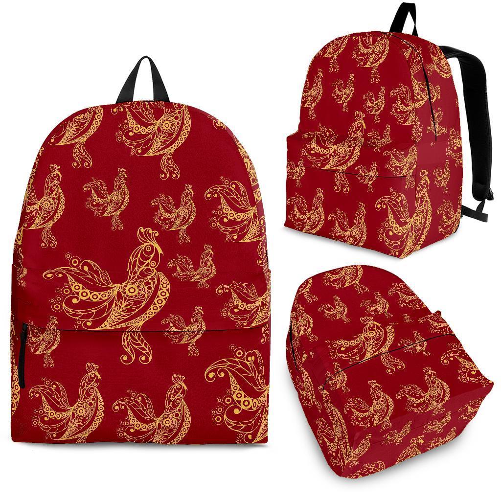 Rooster Pattern Print Backpack-grizzshop