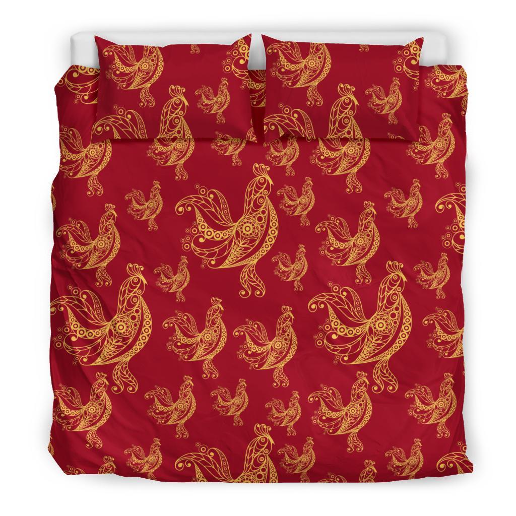 Rooster Pattern Print Duvet Cover Bedding Set-grizzshop