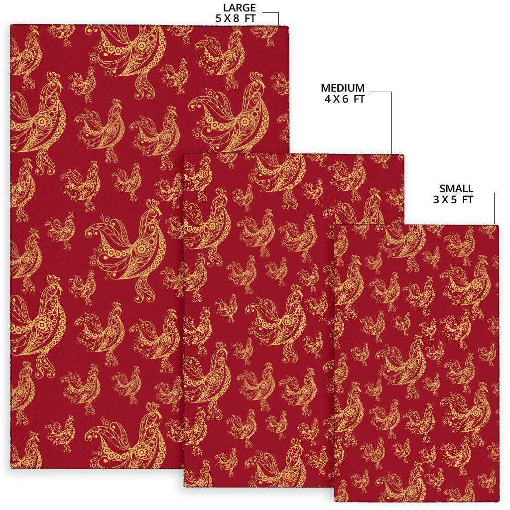 Rooster Pattern Print Floor Mat-grizzshop