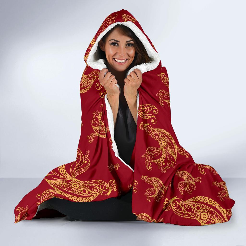 Rooster Pattern Print Hooded Blanket-grizzshop