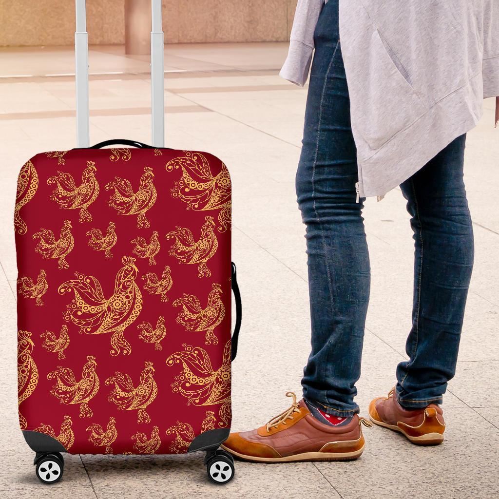 Rooster Pattern Print Luggage Cover Protector-grizzshop