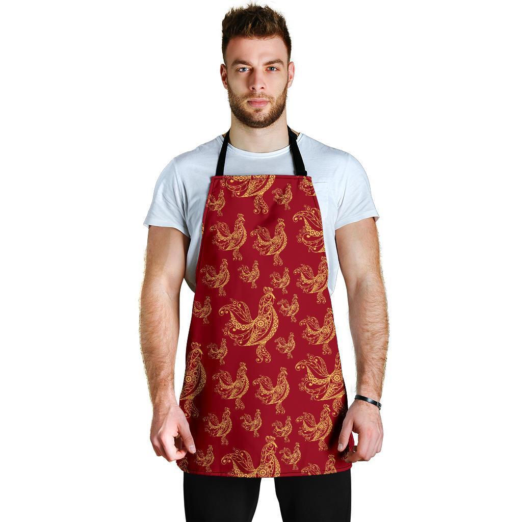 Rooster Pattern Print Men's Apron-grizzshop