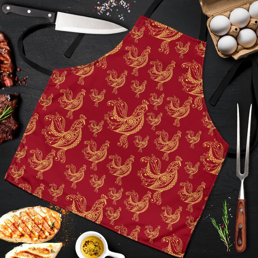 Rooster Pattern Print Men's Apron-grizzshop