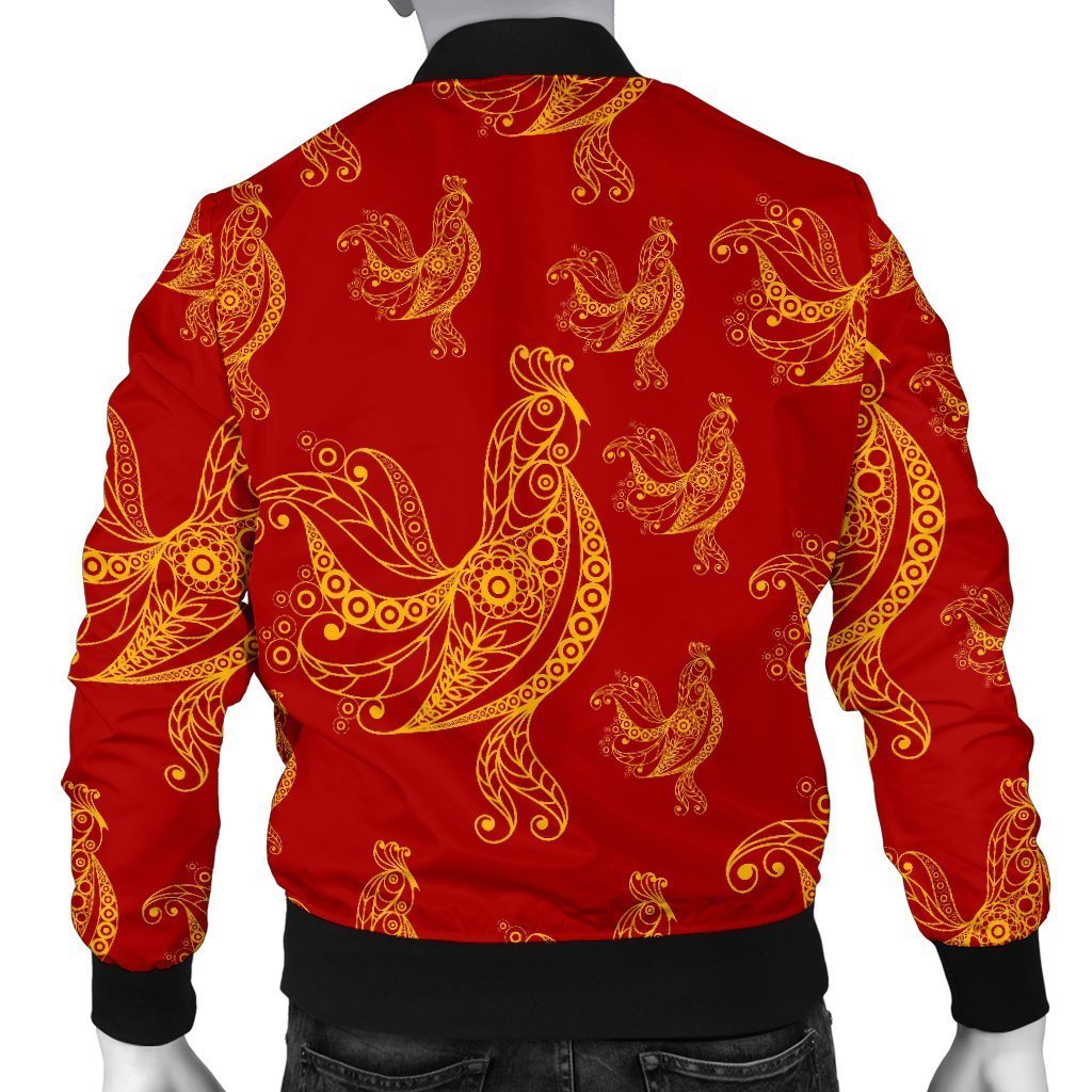 Rooster Pattern Print Men's Bomber Jacket-grizzshop