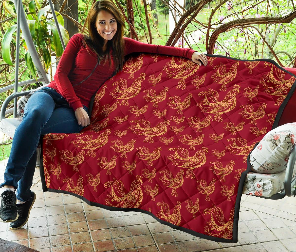 Rooster Pattern Print Quilt-grizzshop