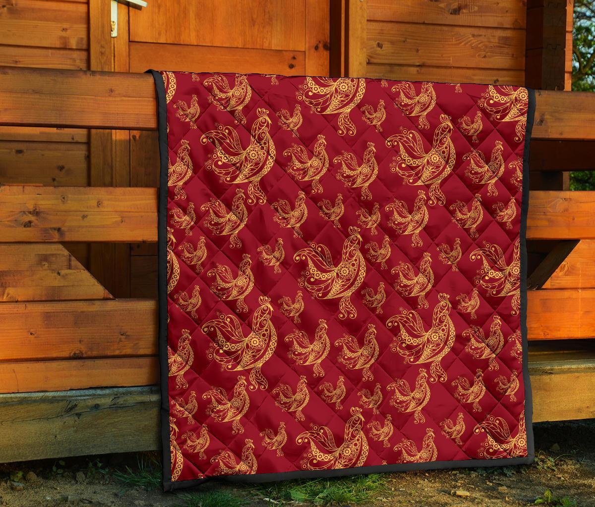 Rooster Pattern Print Quilt-grizzshop