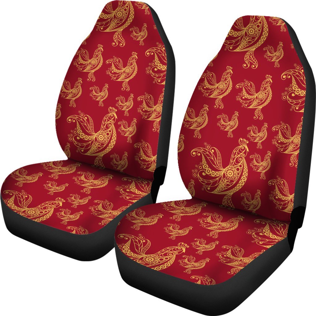 Rooster Pattern Print Universal Fit Car Seat Covers-grizzshop