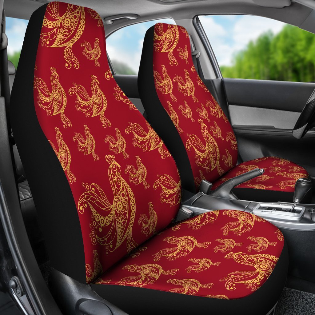 Rooster Pattern Print Universal Fit Car Seat Covers-grizzshop