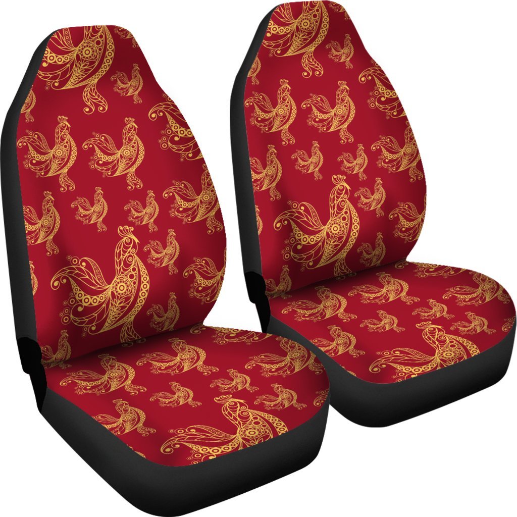 Rooster Pattern Print Universal Fit Car Seat Covers-grizzshop