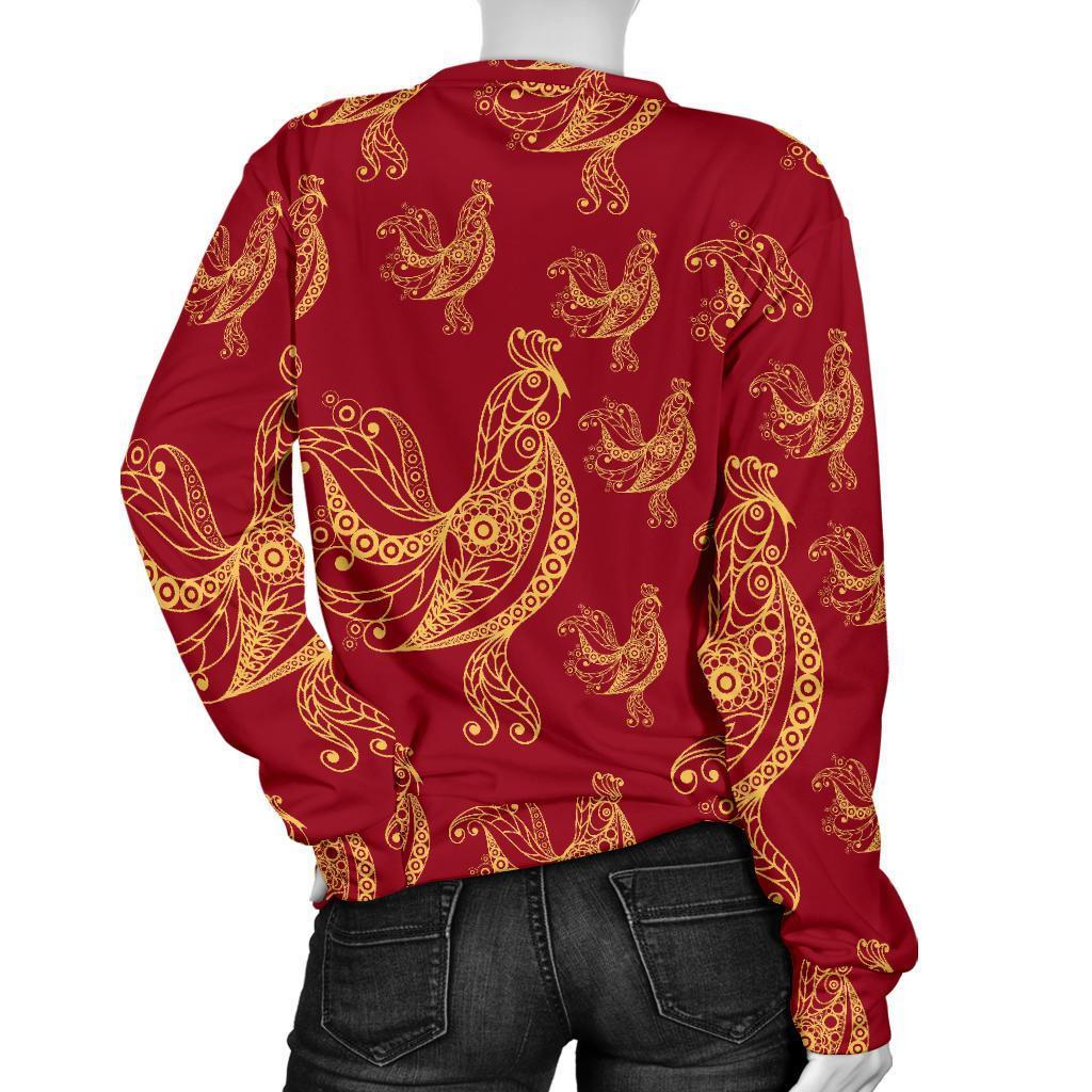 Rooster Pattern Print Women's Sweatshirt-grizzshop