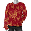 Rooster Pattern Print Women's Sweatshirt-grizzshop