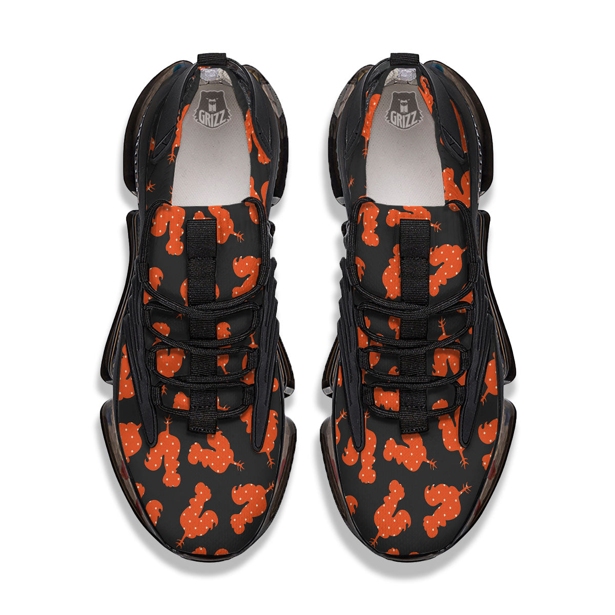Rooster Polka Dot Print Pattern Black Gym Shoes-grizzshop