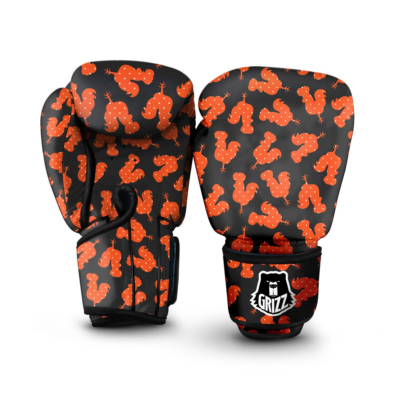 Rooster Polka Dot Print Pattern Boxing Gloves-grizzshop