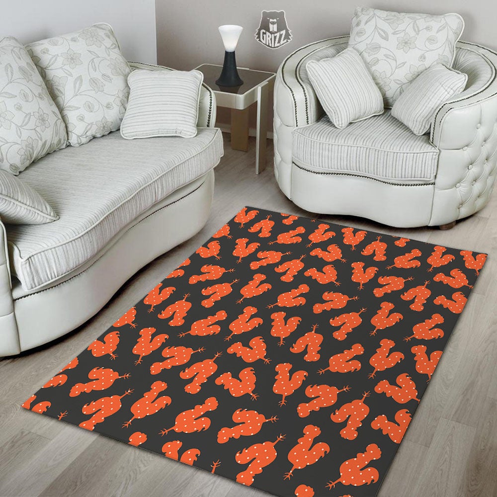 Rooster Polka Dot Print Pattern Floor Mat-grizzshop