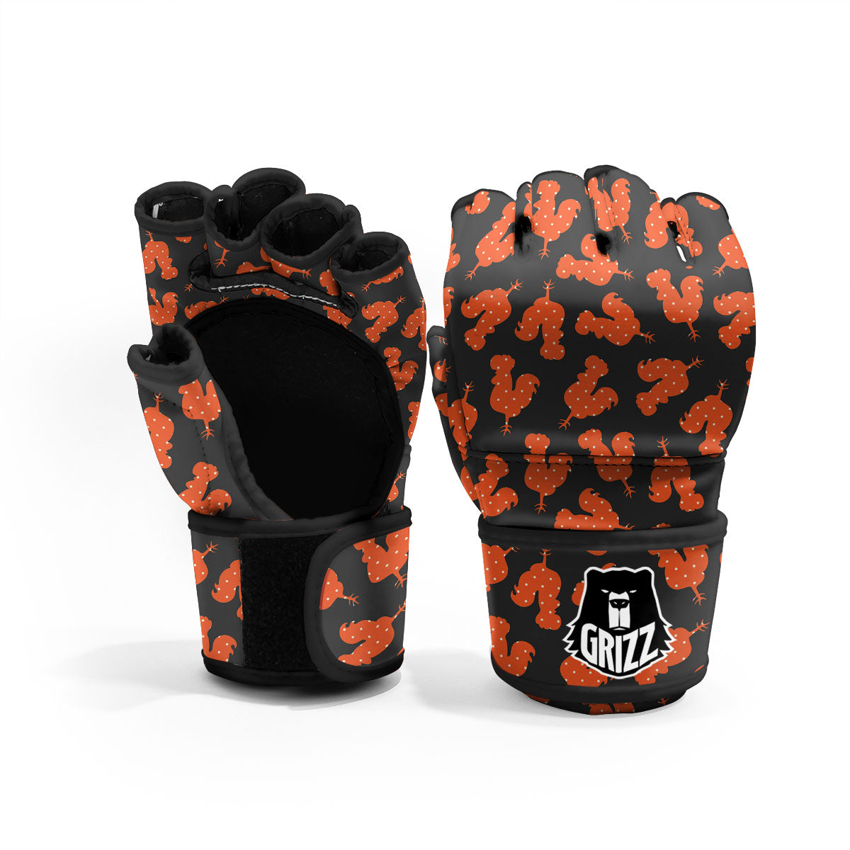 Rooster Polka Dot Print Pattern MMA Gloves-grizzshop