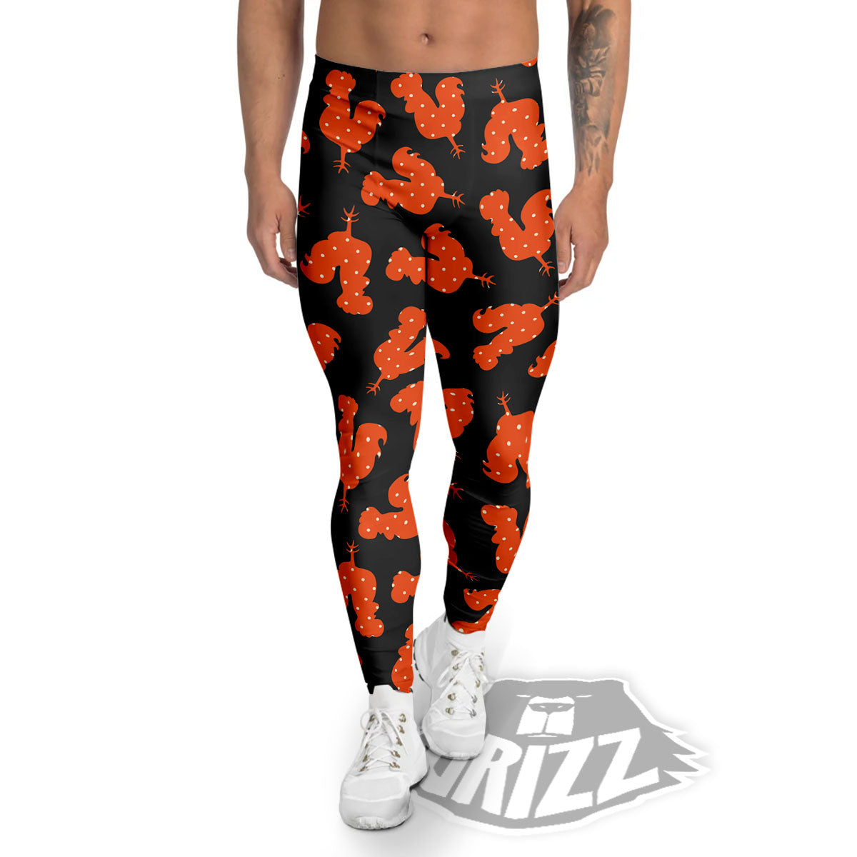 Rooster Polka Dot Print Pattern Men's Leggings-grizzshop