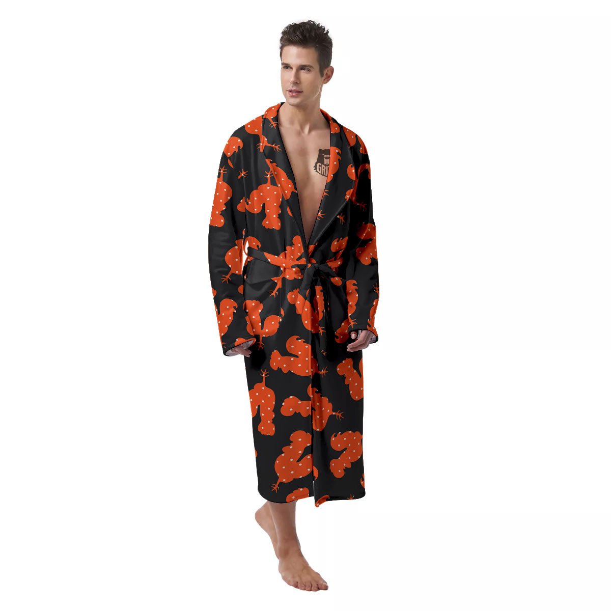 Rooster Polka Dot Print Pattern Men's Robe-grizzshop