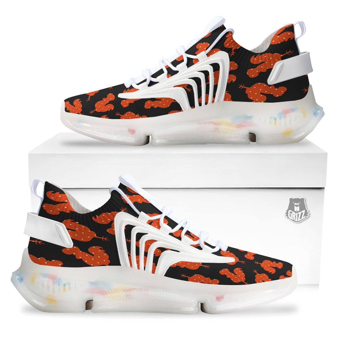Rooster Polka Dot Print Pattern White Gym Shoes-grizzshop