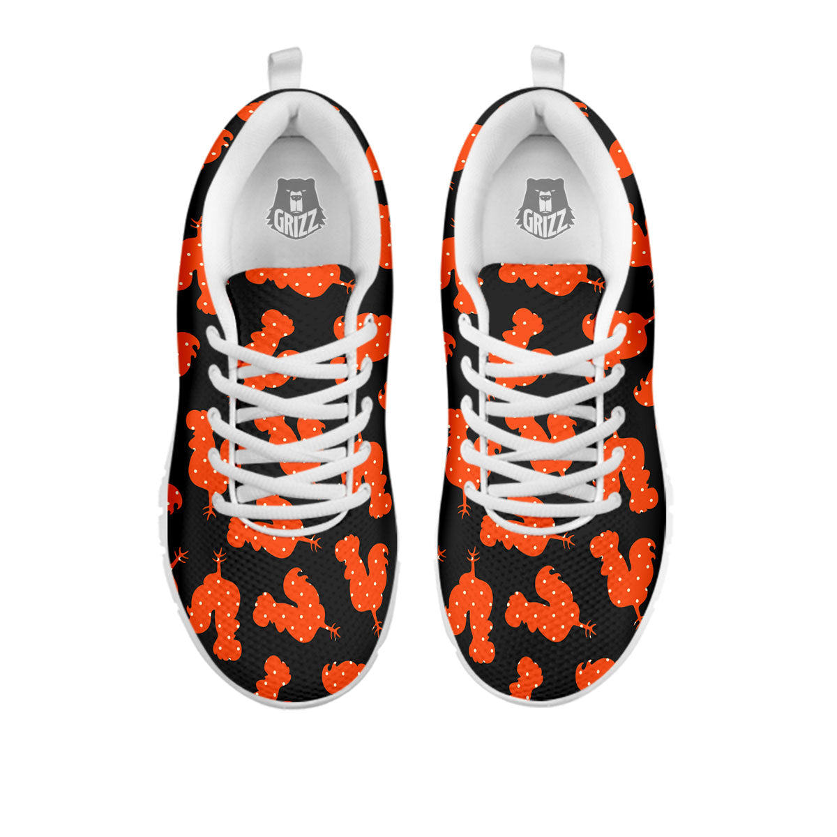 Rooster Polka Dot Print Pattern White Sneaker-grizzshop