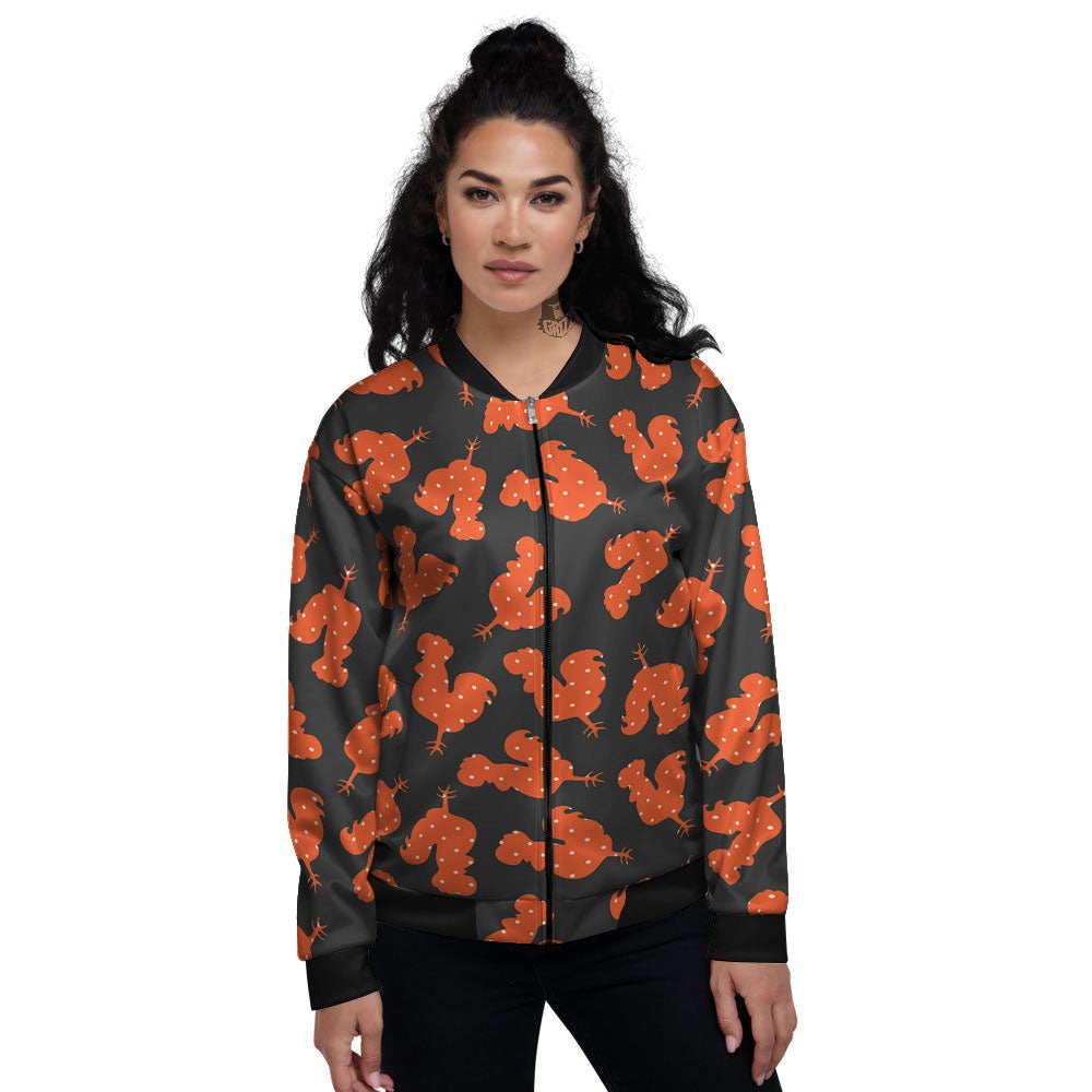 Rooster Polka Dot Print Pattern Women's Bomber Jacket-grizzshop